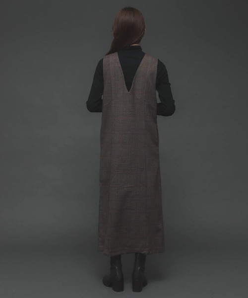 SENSE OF PLACE by URBAN RESEARCH（センスオブプレイスバイアーバンリサーチ）の「ウールライクフロントボタンジャンパースカート（ジャンパースカート・レディース・ブラック/アイボリー/ブラウン系その他・ONE）」の14枚目の写真