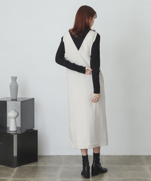 SENSE OF PLACE by URBAN RESEARCH（センスオブプレイスバイアーバンリサーチ）の「ウールライクフロントボタンジャンパースカート（ジャンパースカート・レディース・ブラック/アイボリー/ブラウン系その他・ONE）」の12枚目の写真