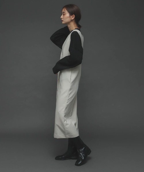 SENSE OF PLACE by URBAN RESEARCH（センスオブプレイスバイアーバンリサーチ）の「ウールライクフロントボタンジャンパースカート（ジャンパースカート・レディース・ブラック/アイボリー/ブラウン系その他・ONE）」の10枚目の写真