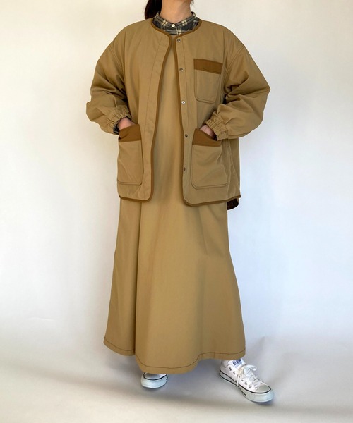 BROOKLYN OVERALL（ブルックリンオーバーオール）の「ノーカラー中綿アウター（その他アウター・レディース・ベージュ/カーキ・FREE）」の12枚目の写真
