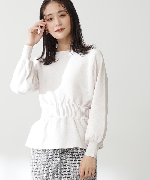 N.（N. Natural Beauty Basic）（エヌエヌナチュラルビューティーベーシック）の「◆ウエストペプラムニット（ニット/セーター・レディース・ベージュ/オフホワイト/ブルー・MEDIUM）」の2枚目の写真