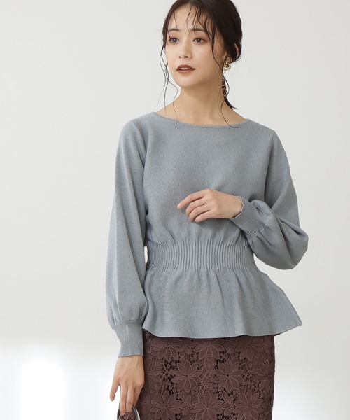 N.（N. Natural Beauty Basic）（エヌエヌナチュラルビューティーベーシック）の「◆ウエストペプラムニット（ニット/セーター・レディース・ベージュ/オフホワイト/ブルー・MEDIUM）」の3枚目の写真