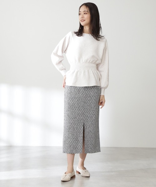 N.（N. Natural Beauty Basic）（エヌエヌナチュラルビューティーベーシック）の「◆ウエストペプラムニット（ニット/セーター・レディース・ベージュ/オフホワイト/ブルー・MEDIUM）」の4枚目の写真