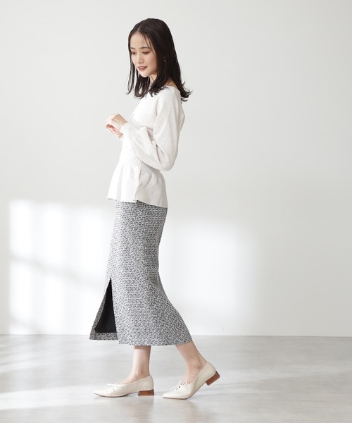 N.（N. Natural Beauty Basic）（エヌエヌナチュラルビューティーベーシック）の「◆ウエストペプラムニット（ニット/セーター・レディース・ベージュ/オフホワイト/ブルー・MEDIUM）」の7枚目の写真