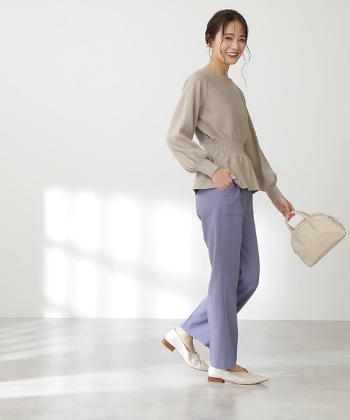 N.（N. Natural Beauty Basic）（エヌエヌナチュラルビューティーベーシック）の「◆ウエストペプラムニット（ニット/セーター・レディース・ベージュ/オフホワイト/ブルー・MEDIUM）」の6枚目の写真