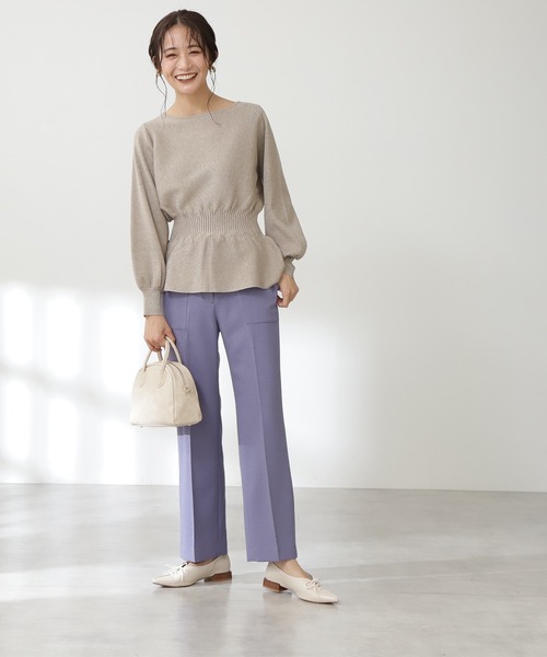 N.（N. Natural Beauty Basic）（エヌエヌナチュラルビューティーベーシック）の「◆ウエストペプラムニット（ニット/セーター・レディース・ベージュ/オフホワイト/ブルー・MEDIUM）」の9枚目の写真