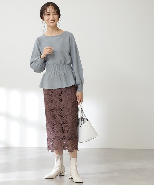 N.（N. Natural Beauty Basic）（エヌエヌナチュラルビューティーベーシック）の「◆ウエストペプラムニット（ニット/セーター・レディース・ベージュ/オフホワイト/ブルー・MEDIUM）」の10枚目の写真