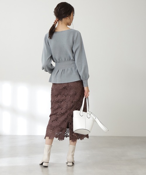 N.（N. Natural Beauty Basic）（エヌエヌナチュラルビューティーベーシック）の「◆ウエストペプラムニット（ニット/セーター・レディース・ベージュ/オフホワイト/ブルー・MEDIUM）」の8枚目の写真