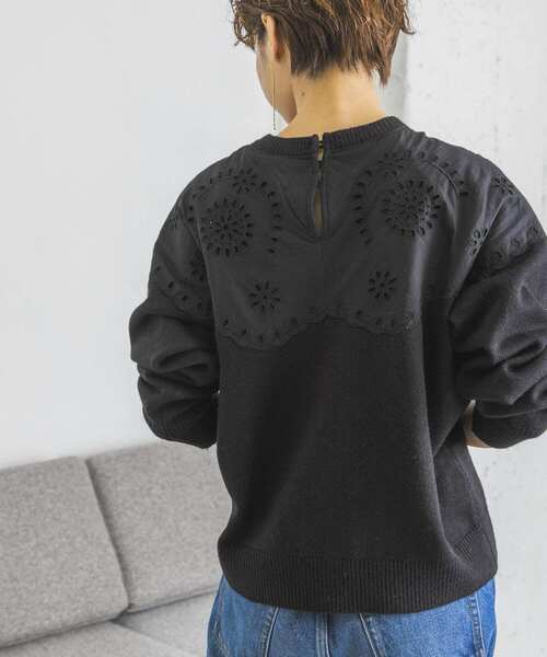 URBAN RESEARCH（アーバンリサーチ）の「カットワークレースドッキングニット（ニット/セーター・レディース・ブラック/オフホワイト・FREE）」の10枚目の写真