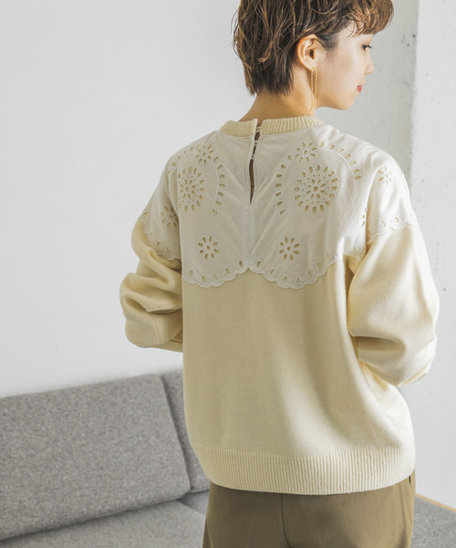 URBAN RESEARCH（アーバンリサーチ）の「カットワークレースドッキングニット（ニット/セーター・レディース・ブラック/オフホワイト・FREE）」の16枚目の写真