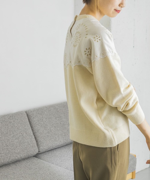 URBAN RESEARCH（アーバンリサーチ）の「カットワークレースドッキングニット（ニット/セーター・レディース・ブラック/オフホワイト・FREE）」の17枚目の写真