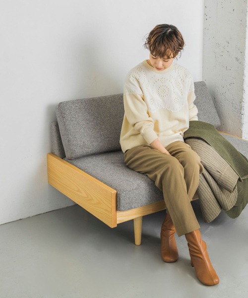 URBAN RESEARCH（アーバンリサーチ）の「カットワークレースドッキングニット（ニット/セーター・レディース・ブラック/オフホワイト・FREE）」の18枚目の写真