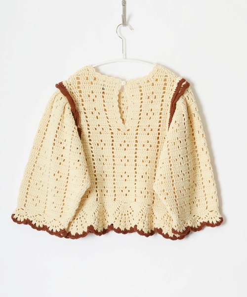 HOLIDAY（ホリデイ）の「CROCHET TOPS クロシェトップス（ニット/セーター・レディース・ホワイト/ブラウン・ONE SIZE）」の3枚目の写真