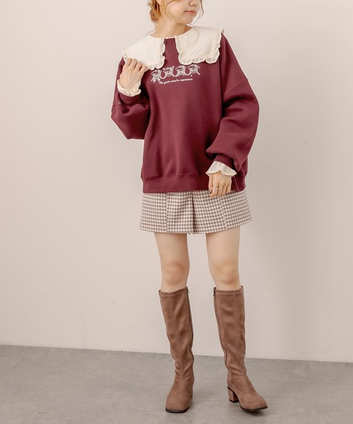 OLIVE des OLIVE（オリーブデオリーブ）の「【WEB限定】Anneちゃん裏起毛プルオーバー（スウェット・レディース・ボルドー/アイボリー/グリーン/スミクロ・FREE）」の11枚目の写真