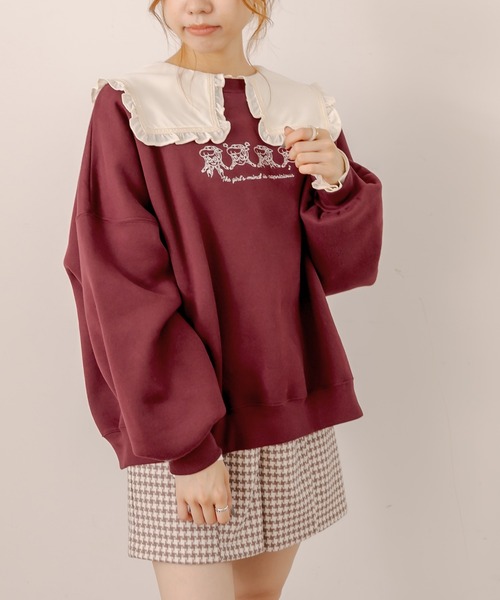 OLIVE des OLIVE（オリーブデオリーブ）の「【WEB限定】Anneちゃん裏起毛プルオーバー（スウェット・レディース・ボルドー/アイボリー/グリーン/スミクロ・FREE）」の14枚目の写真