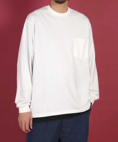H.A.N.D.（エイチエーエヌディー）の「[ H.A.N.D. / エイチエーエヌディー]　POCKET LONG T SHIRTS_超長綿丸胴天竺（Tシャツ/カットソー・メンズ・イエロー系その他/レッド系その他・L/M）」の7枚目の写真