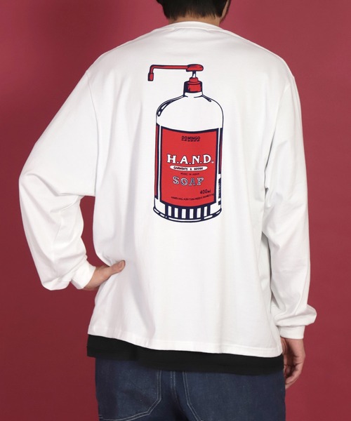 H.A.N.D.（エイチエーエヌディー）の「[ H.A.N.D. / エイチエーエヌディー]　POCKET LONG T SHIRTS_超長綿丸胴天竺（Tシャツ/カットソー・メンズ・イエロー系その他/レッド系その他・L/M）」の9枚目の写真