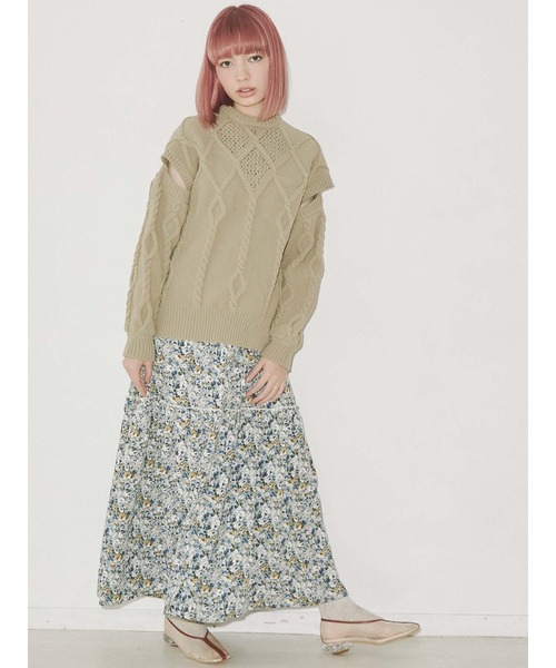 merry jenny（メリージェニー）の「アームスリットニットプルオーバー（ニット/セーター・レディース・ブラック/ベージュ/アイボリー・FREE）」の4枚目の写真