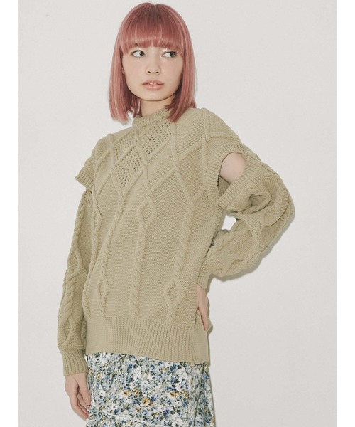 merry jenny（メリージェニー）の「アームスリットニットプルオーバー（ニット/セーター・レディース・ブラック/ベージュ/アイボリー・FREE）」の5枚目の写真