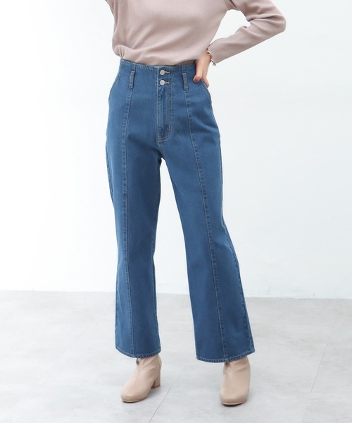 Honeys（ハニーズ）の「デニムストレートパンツ（デニムパンツ・レディース・ホワイト/ブラック/ラベンダー/グリーン系その他/ライトインディゴブルー・S/M/L）」の5枚目の写真