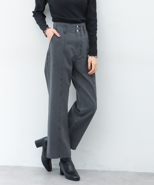 Honeys（ハニーズ）の「デニムストレートパンツ（デニムパンツ・レディース・ホワイト/ブラック/ラベンダー/グリーン系その他/ライトインディゴブルー・S/M/L）」の3枚目の写真