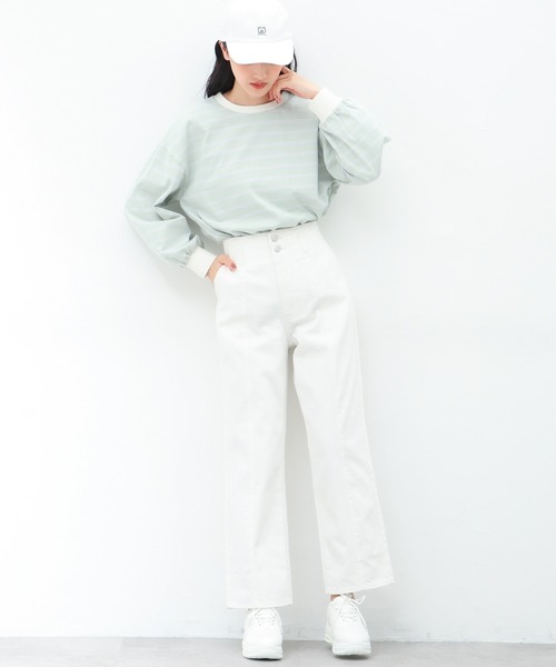 Honeys（ハニーズ）の「デニムストレートパンツ（デニムパンツ・レディース・ホワイト/ブラック/ラベンダー/グリーン系その他/ライトインディゴブルー・S/M/L）」の6枚目の写真