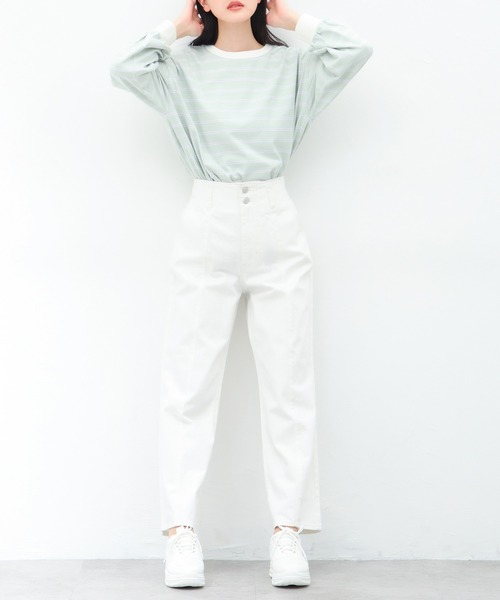 Honeys（ハニーズ）の「デニムストレートパンツ（デニムパンツ・レディース・ホワイト/ブラック/ラベンダー/グリーン系その他/ライトインディゴブルー・S/M/L）」の8枚目の写真