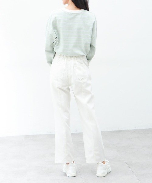 Honeys（ハニーズ）の「デニムストレートパンツ（デニムパンツ・レディース・ホワイト/ブラック/ラベンダー/グリーン系その他/ライトインディゴブルー・S/M/L）」の9枚目の写真