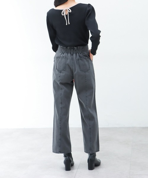 Honeys（ハニーズ）の「デニムストレートパンツ（デニムパンツ・レディース・ホワイト/ブラック/ラベンダー/グリーン系その他/ライトインディゴブルー・S/M/L）」の14枚目の写真