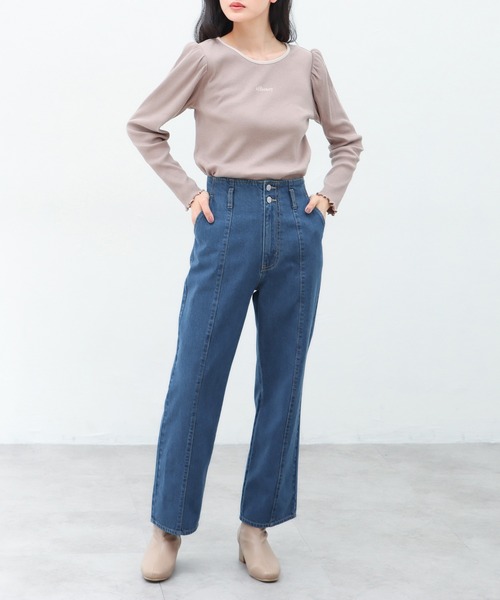 Honeys（ハニーズ）の「デニムストレートパンツ（デニムパンツ・レディース・ホワイト/ブラック/ラベンダー/グリーン系その他/ライトインディゴブルー・S/M/L）」の22枚目の写真