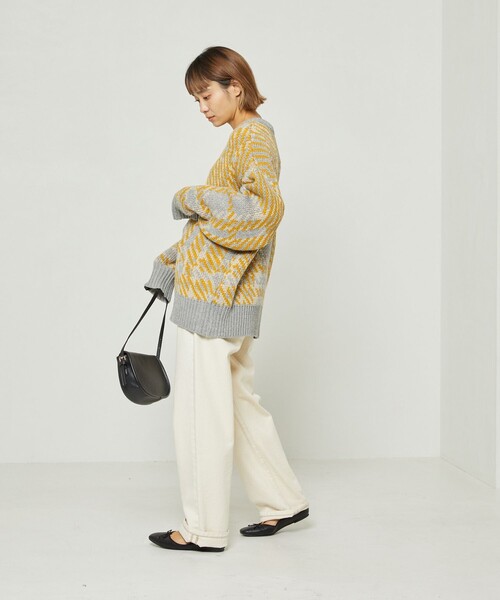 FREAK'S STORE（フリークスストア）の「チェック柄ニット（ニット/セーター・レディース・ネイビー/イエロー・ﾌﾘ-）」の7枚目の写真