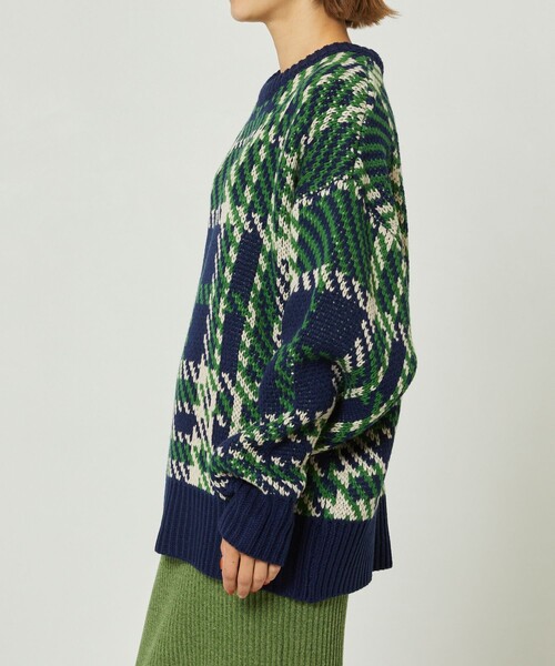 FREAK'S STORE（フリークスストア）の「チェック柄ニット（ニット/セーター・レディース・ネイビー/イエロー・ﾌﾘ-）」の15枚目の写真