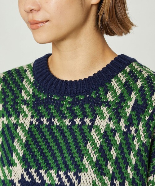 FREAK'S STORE（フリークスストア）の「チェック柄ニット（ニット/セーター・レディース・ネイビー/イエロー・ﾌﾘ-）」の17枚目の写真