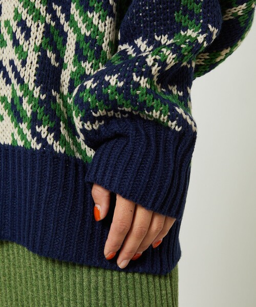 FREAK'S STORE（フリークスストア）の「チェック柄ニット（ニット/セーター・レディース・ネイビー/イエロー・ﾌﾘ-）」の19枚目の写真