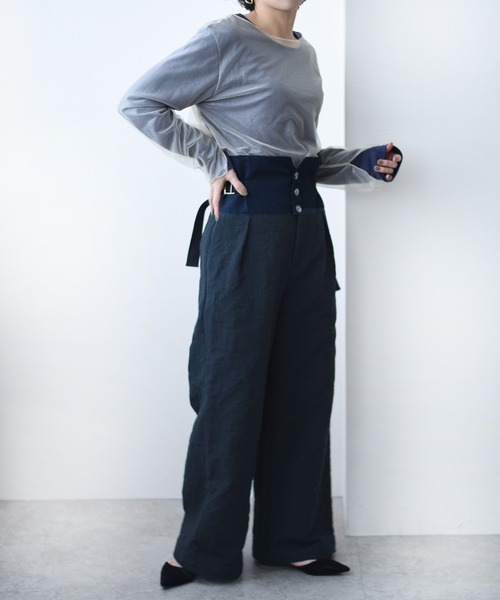 Eimee Law(エイミーロウ)の「フクレジャガードワイドパンツ(その他パンツ・レディース・ブラック/ベージュ・38)」の5枚目の写真
