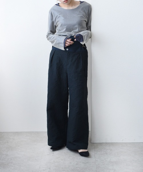 Eimee Law(エイミーロウ)の「フクレジャガードワイドパンツ(その他パンツ・レディース・ブラック/ベージュ・38)」の11枚目の写真