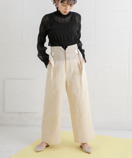 Eimee Law(エイミーロウ)の「フクレジャガードワイドパンツ(その他パンツ・レディース・ブラック/ベージュ・38)」の12枚目の写真