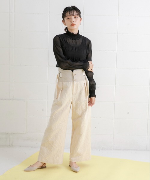 Eimee Law(エイミーロウ)の「フクレジャガードワイドパンツ(その他パンツ・レディース・ブラック/ベージュ・38)」の13枚目の写真
