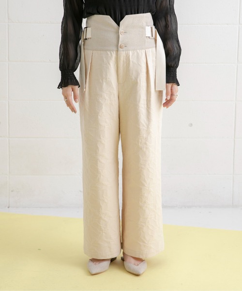 Eimee Law(エイミーロウ)の「フクレジャガードワイドパンツ(その他パンツ・レディース・ブラック/ベージュ・38)」の17枚目の写真