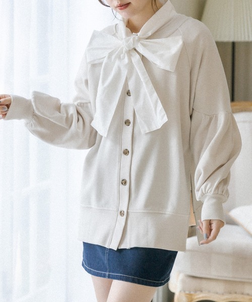 OLIVE des OLIVE(オリーブデオリーブ)の「ボウタイブラウス(シャツ/ブラウス・レディース・ブラック/オフホワイト/ピンク・FREE)」の9枚目の写真