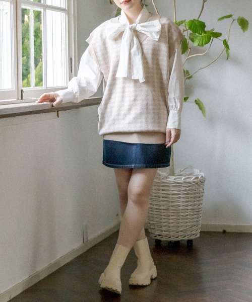 OLIVE des OLIVE(オリーブデオリーブ)の「ボウタイブラウス(シャツ/ブラウス・レディース・ブラック/オフホワイト/ピンク・FREE)」の11枚目の写真