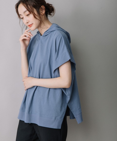 Munich（ミューニック）の「ハイツイストジャージースリーブレスフーディー（パーカー・レディース・ホワイト/ブラック/ブルーグレー/グレイッシュベージュ・FREE）」の3枚目の写真