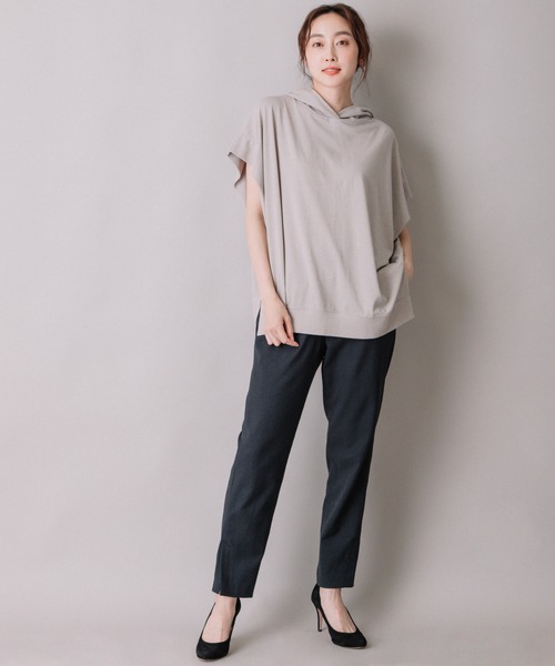 Munich（ミューニック）の「ハイツイストジャージースリーブレスフーディー（パーカー・レディース・ホワイト/ブラック/ブルーグレー/グレイッシュベージュ・FREE）」の5枚目の写真