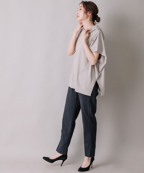 Munich（ミューニック）の「ハイツイストジャージースリーブレスフーディー（パーカー・レディース・ホワイト/ブラック/ブルーグレー/グレイッシュベージュ・FREE）」の6枚目の写真