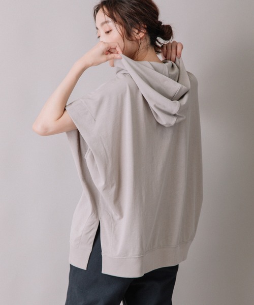 Munich（ミューニック）の「ハイツイストジャージースリーブレスフーディー（パーカー・レディース・ホワイト/ブラック/ブルーグレー/グレイッシュベージュ・FREE）」の10枚目の写真