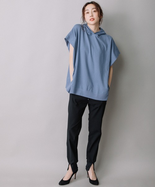 Munich（ミューニック）の「ハイツイストジャージースリーブレスフーディー（パーカー・レディース・ホワイト/ブラック/ブルーグレー/グレイッシュベージュ・FREE）」の12枚目の写真