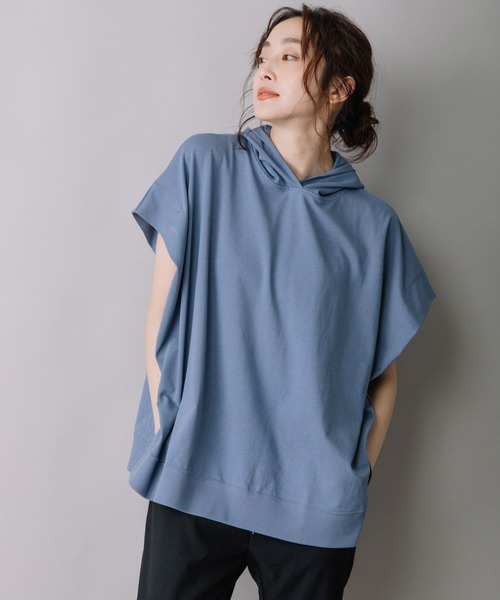 Munich（ミューニック）の「ハイツイストジャージースリーブレスフーディー（パーカー・レディース・ホワイト/ブラック/ブルーグレー/グレイッシュベージュ・FREE）」の16枚目の写真