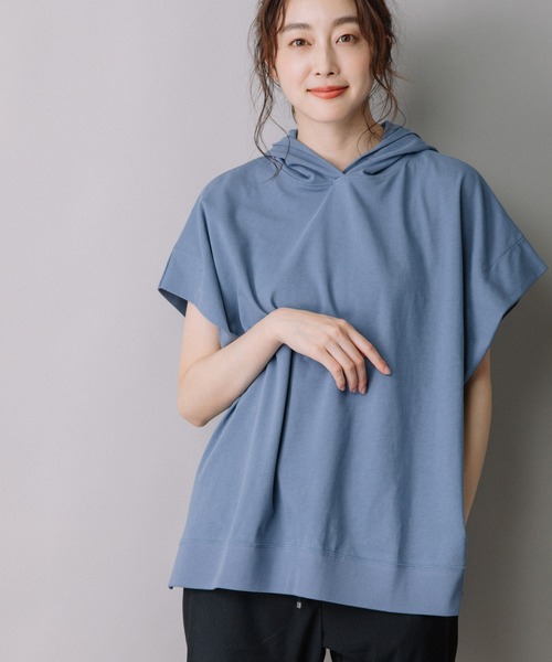 Munich（ミューニック）の「ハイツイストジャージースリーブレスフーディー（パーカー・レディース・ホワイト/ブラック/ブルーグレー/グレイッシュベージュ・FREE）」の15枚目の写真