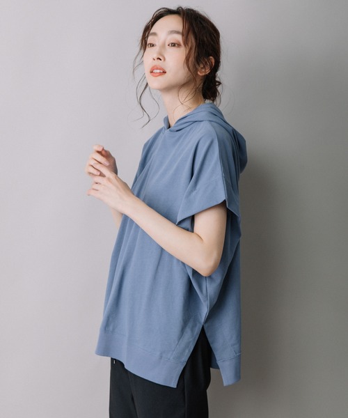 Munich（ミューニック）の「ハイツイストジャージースリーブレスフーディー（パーカー・レディース・ホワイト/ブラック/ブルーグレー/グレイッシュベージュ・FREE）」の17枚目の写真