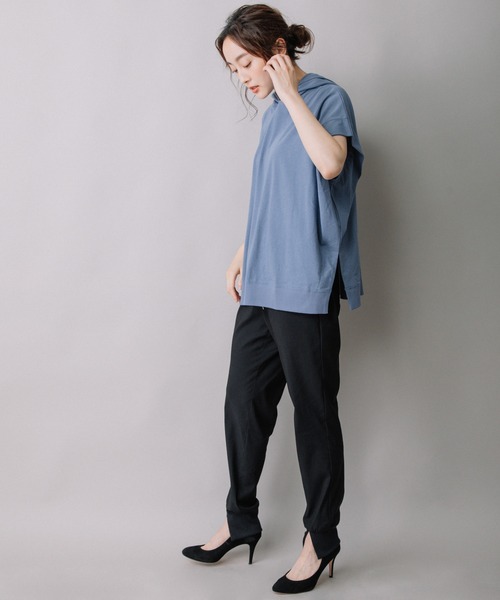 Munich（ミューニック）の「ハイツイストジャージースリーブレスフーディー（パーカー・レディース・ホワイト/ブラック/ブルーグレー/グレイッシュベージュ・FREE）」の13枚目の写真